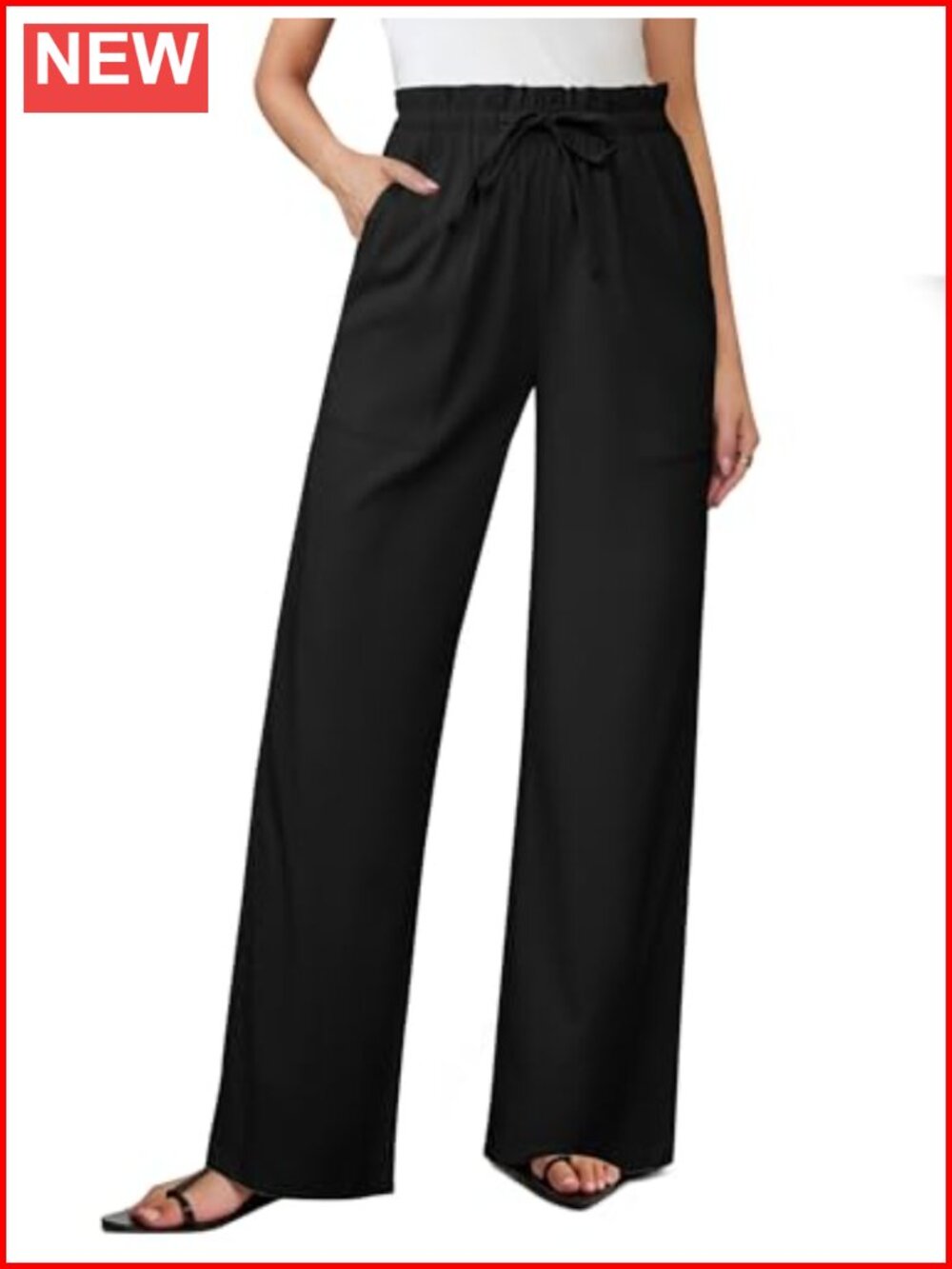 Wide Leg Linen Palazzo Pants with Pockets
